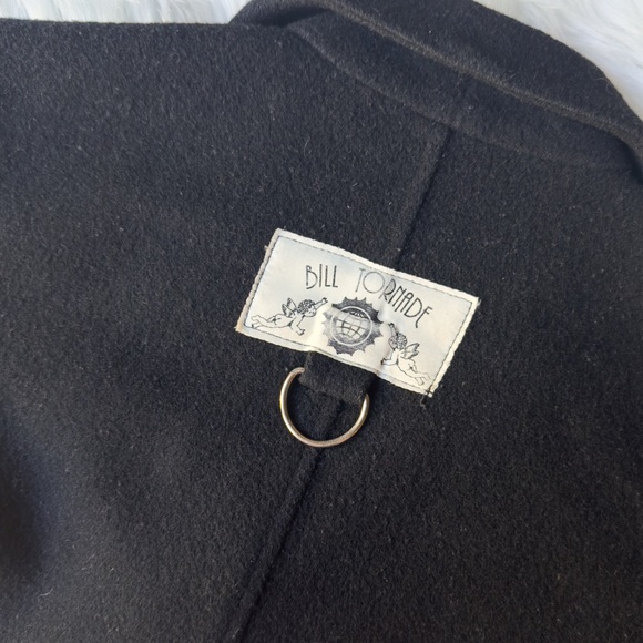 Black Cropped Jacket Bill Tornade Wool Cashmere Half Coat Double Breast Women 10 - Picture 7 of 7